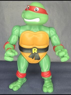 Classic Green & Orange Turtle Action Figure with Red Accents